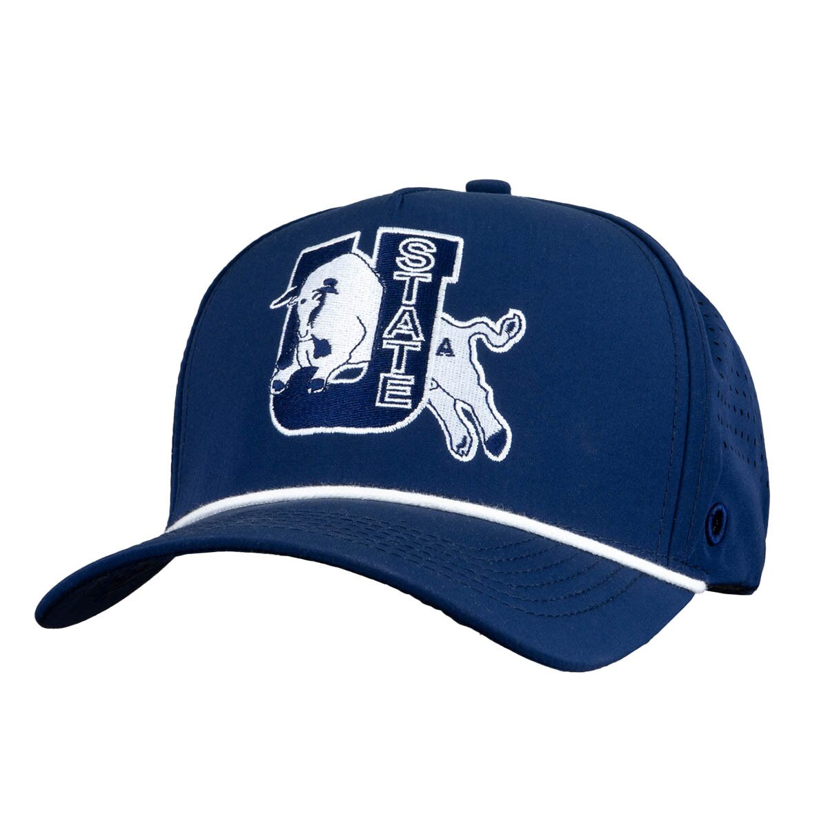 Woodn Grail navy utah state retro bull perforated golf tee holder cap
